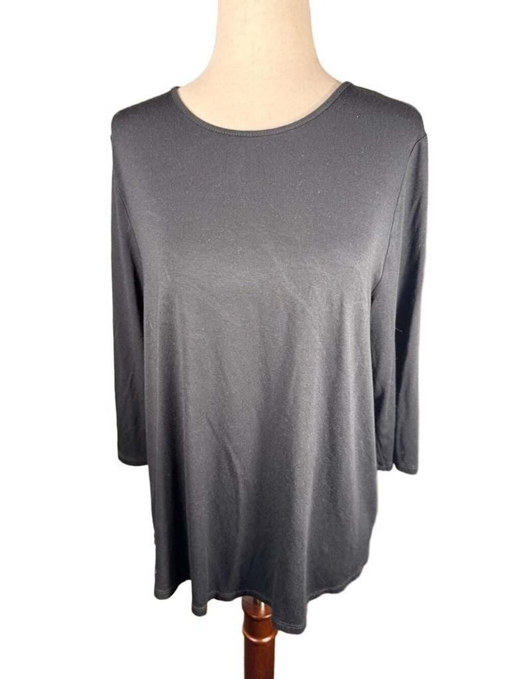 J.Jill Wearever Collection Black Three-Quarter Sleeve Tunic Top M h1399